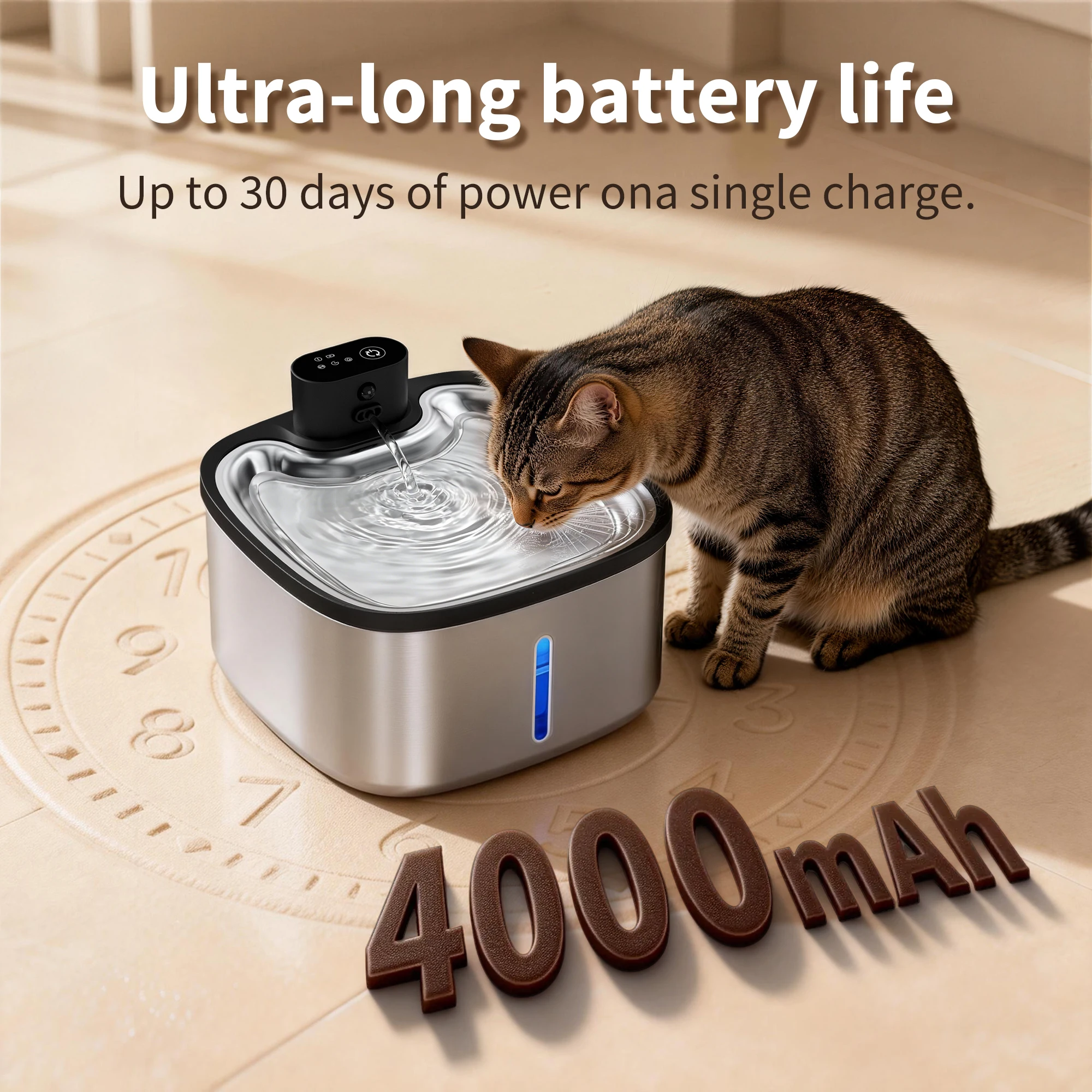 

Smart Cat Water Fountain 3.5L Wireless Pet Water Purifier with Motion Sensor Automatic Filtering Large 4000mAh Battery Mute Pump