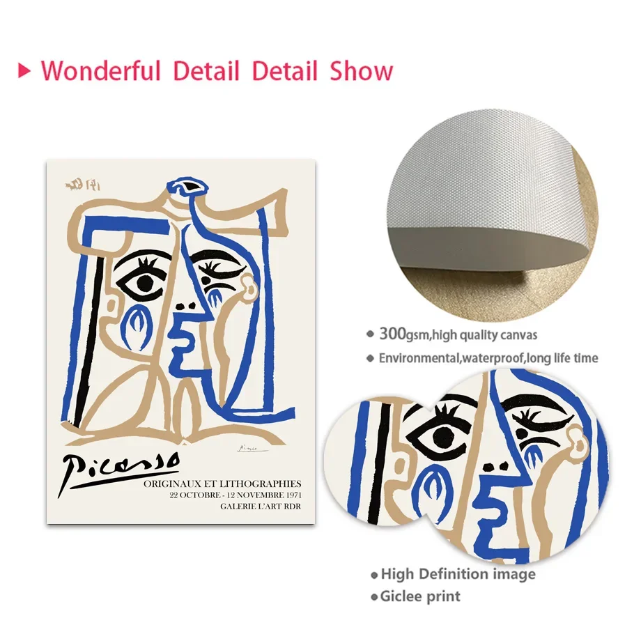 Nordische Korallen-Blumen-Wandkunst, Leinwandgemälde, Picasso und Matisse-Linie, Gesichtsporträt, Posterdruck, Wohnzimmerdekoration