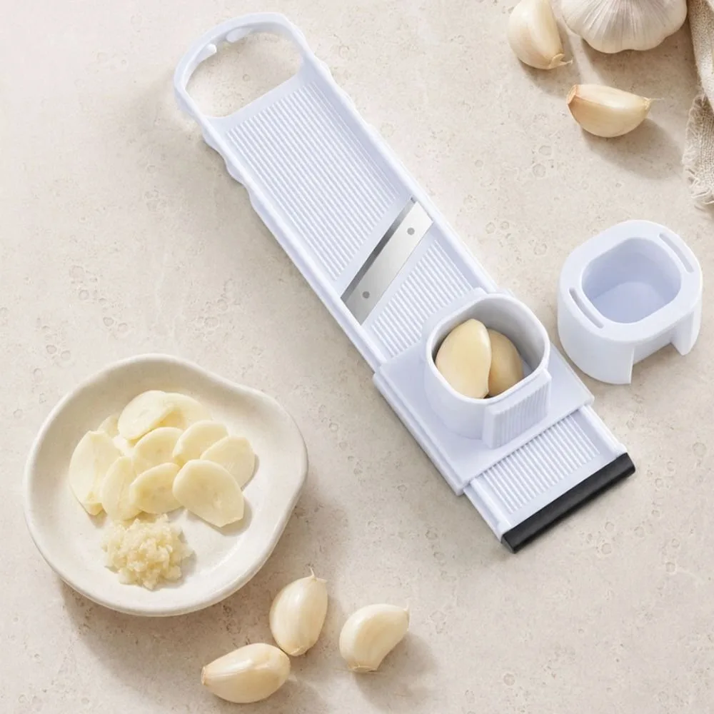 Kitchen Gadgets 2 in 1 Garlic Slicer Non-slip Base Double-Sided Use Garlic Chopper Mini Manual Vegetable Shredder Carrots