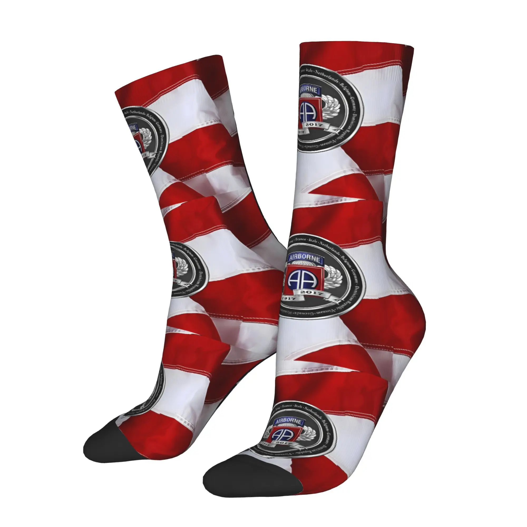 

Мужские носки Happy 82Nd Airborne Division, медальон на 100-летие, американский винтажный уличный стиль, повседневные носки для экипажа, подарок с принтом