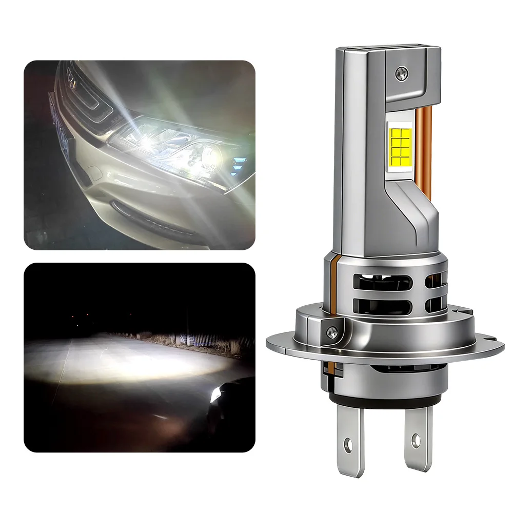New car led headlights high power three copper tube in-line h7 far and near integrated car headlights fog lights