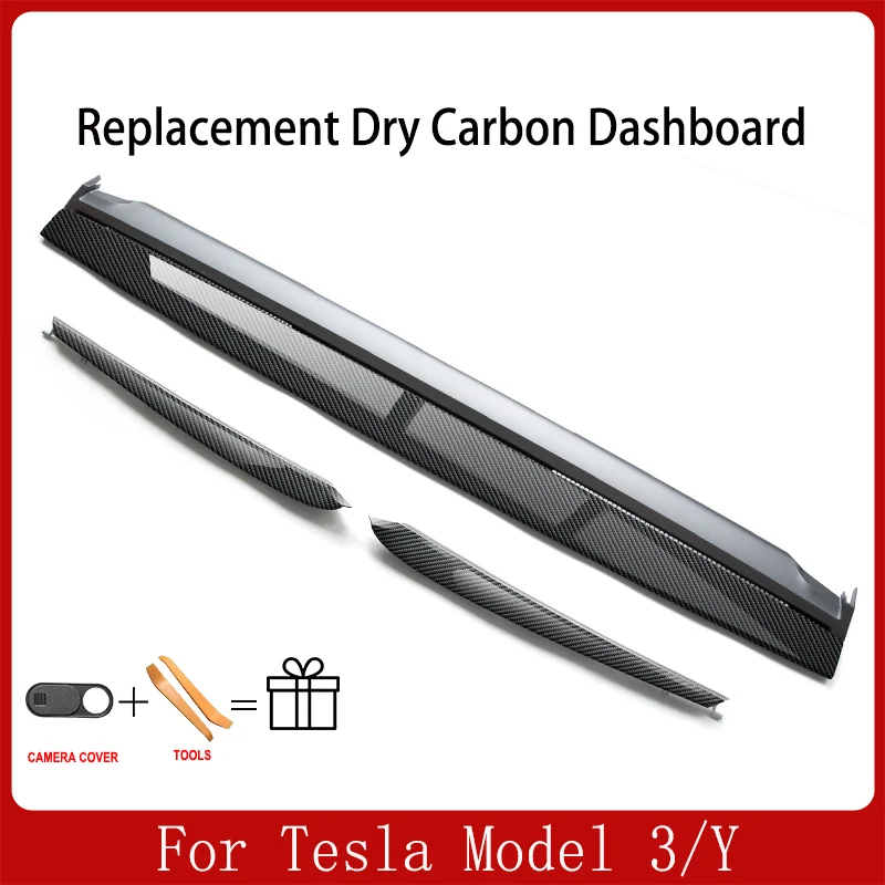 

For Tesla Model 3/Y Real Carbon Fiber Dashboard And Door Trim Replacement Interior Modification Accessories