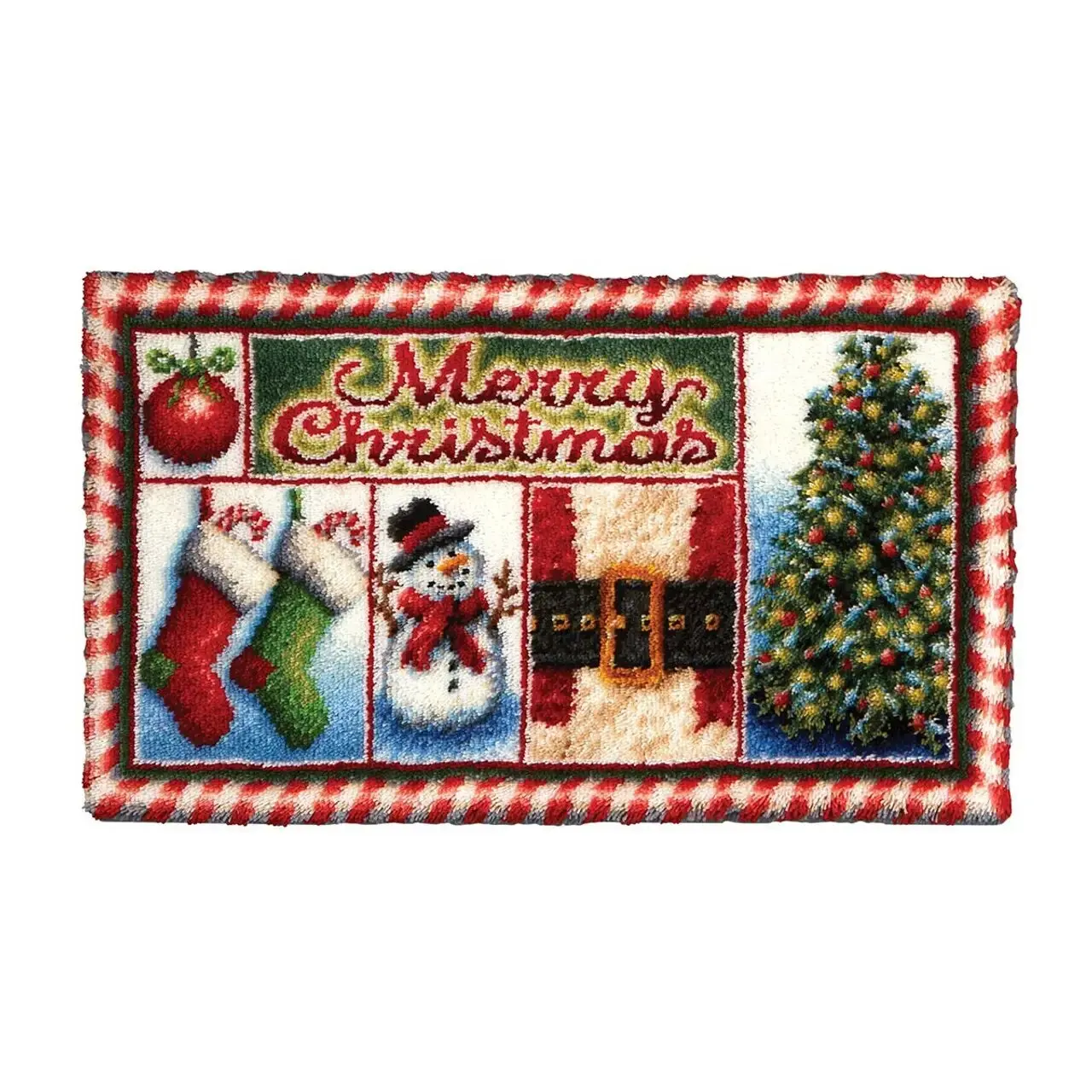 3D Latch Hook Kits Rug,with Printed Canvas Christmas Decor Carpet Embroidery Tapestry Cross Stitch Kit DIY Handmade Rug 102x69cm