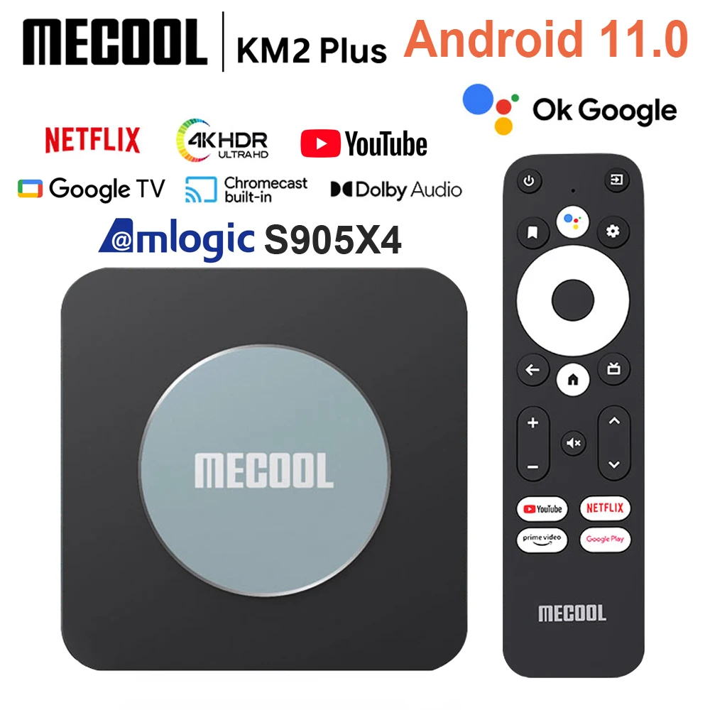 

MECOOL KM2 Plus TV Box Android 11 Amlogic S905X4 2.4G/5G 2T2R BT5.0 DDR4 4K HD Media Player HDR10 Dolby Audio Set Top Tvbox