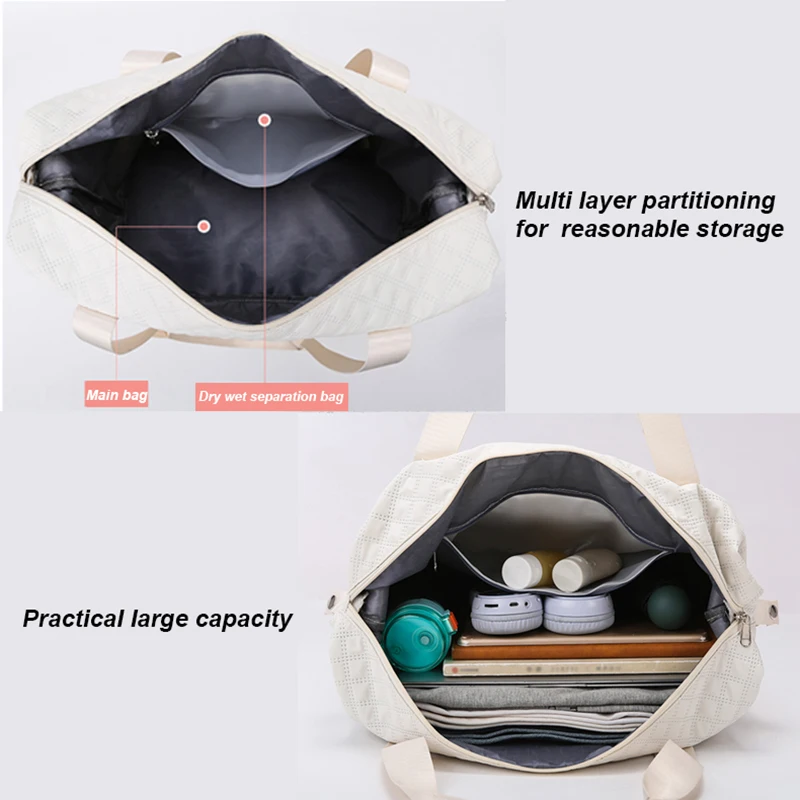 Stylish Oxford Waterproof Travel Luggage Bag Large Capacity Vacation Overnight Bag With Shoe Compartment Yoga Fitness Duffle Bag