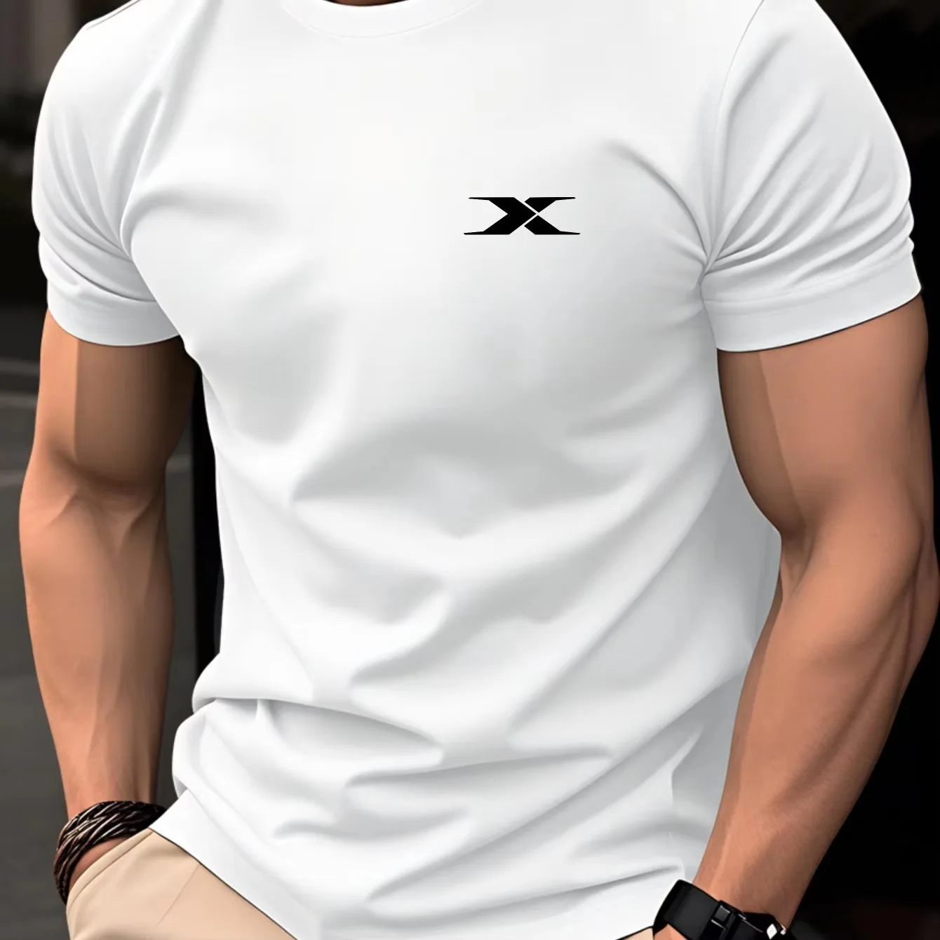 2026 Men Minimal Abstract X Symbol Graphic T-shirt Simple Logo Style Short Sleeve Crew Neck Tee