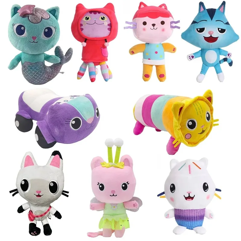Nuevo Peluche de Gabby Dollhouse, Mercat, Animales de Peluche de Dibujos Animados, Muñecas de Peluche de Gato Sirena, Regalos de Cumpleaños y Navidad para Niños