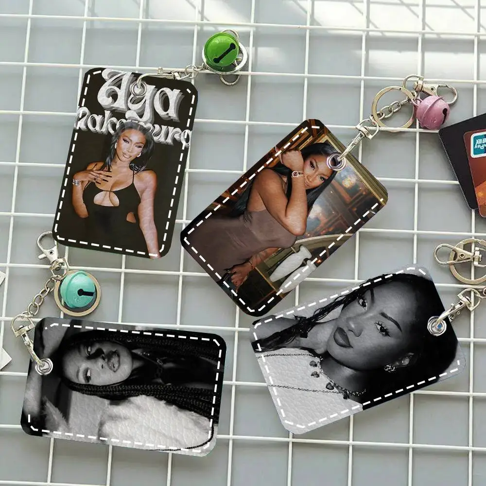 1pc Singer A-Aya Nakamura Card Case Keychain Access Card Bag Key Tag Ring Leather Card Holder Key Ring Access