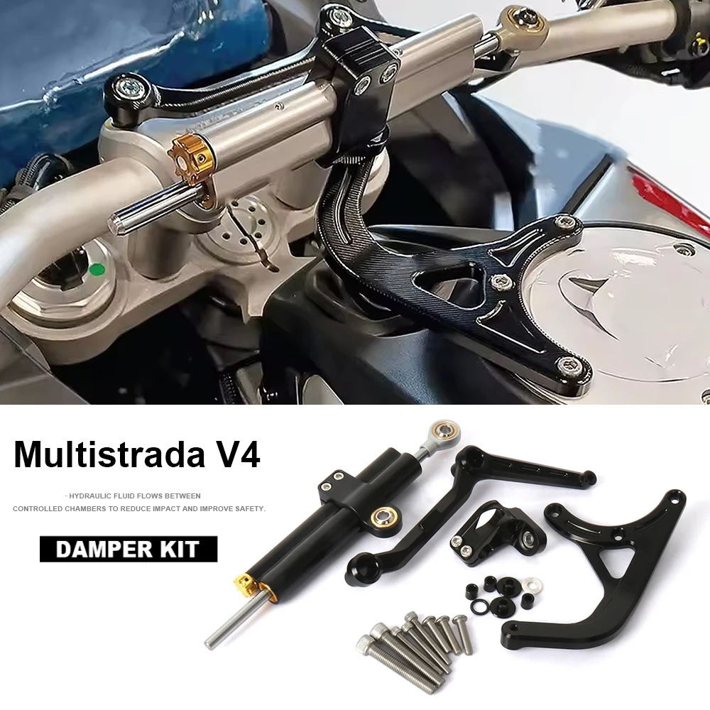 

For Ducati Multistrada V4 S 2021-2024 MULTISTRADA V4 RS Pikes Peak Motorcycle Steering Stabilize Damper Bracket With Logo Kit