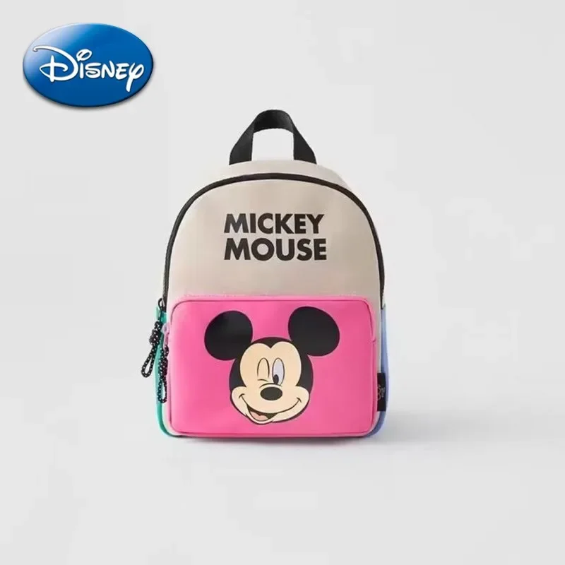 

New Children Backpack Girl Boy Disney Mickey Mouse Embossed Print Mini Contrasting Fashion Gift Versatile Trendy Autumn Winter