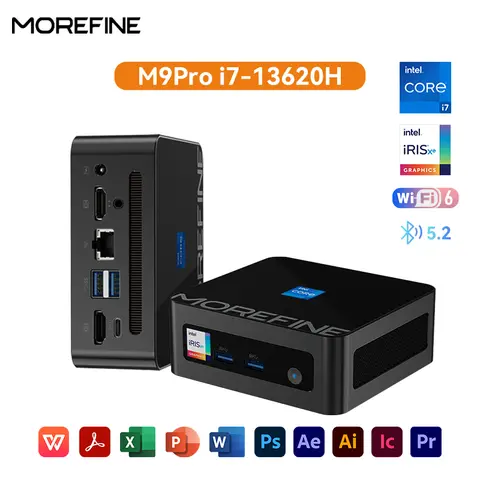 MOREFINE M9 Pro Mini PC with 13th Gen Core i7-13620H 16G DDR4 RAM1TB PCIe4.0 NVME SSD Desktop Computer Support 4K Screen Display