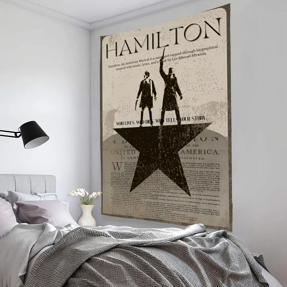 Musical H-Hamilton  Tapestry Microfiber Background Art Decor For Bedroom Living Room Bar Garden Outdoor Festival Wall Deco