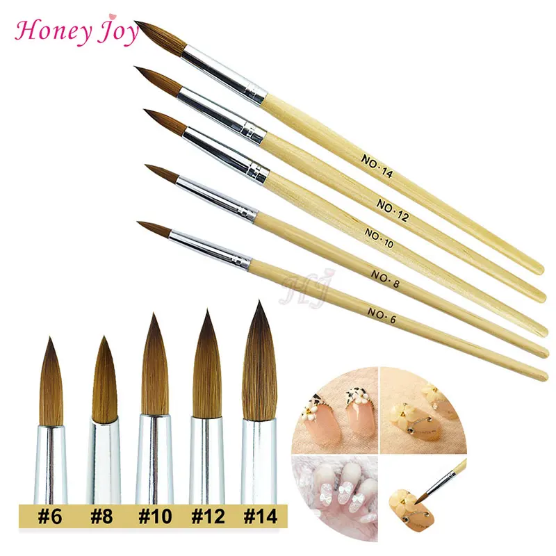 

1PC Fiber Hair Wood Acrylic Nail Art Brush Round Size 8/10/12/14 UV Gel Carving Pen Brushes Liquid Powder