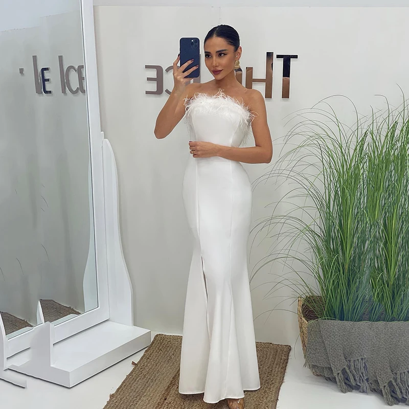 

Eightree 2024 Formal Mermaid Wedding Dresses Women Strapless Side Slit Bridal Dress Boho Beach Wedding Ball Prom Gowns Plus Size