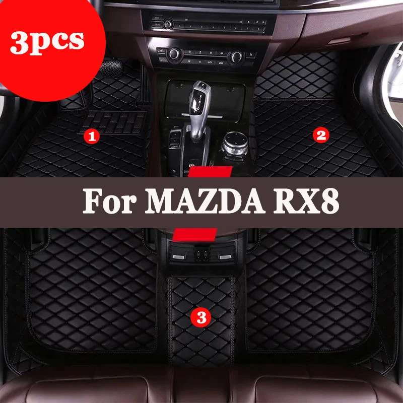 Alfombrillas de coche para MAZDA RX8 2004-2011, juego de alfombras impermeables, alfombrilla de cuero de lujo, juego completo de accesorios para coche