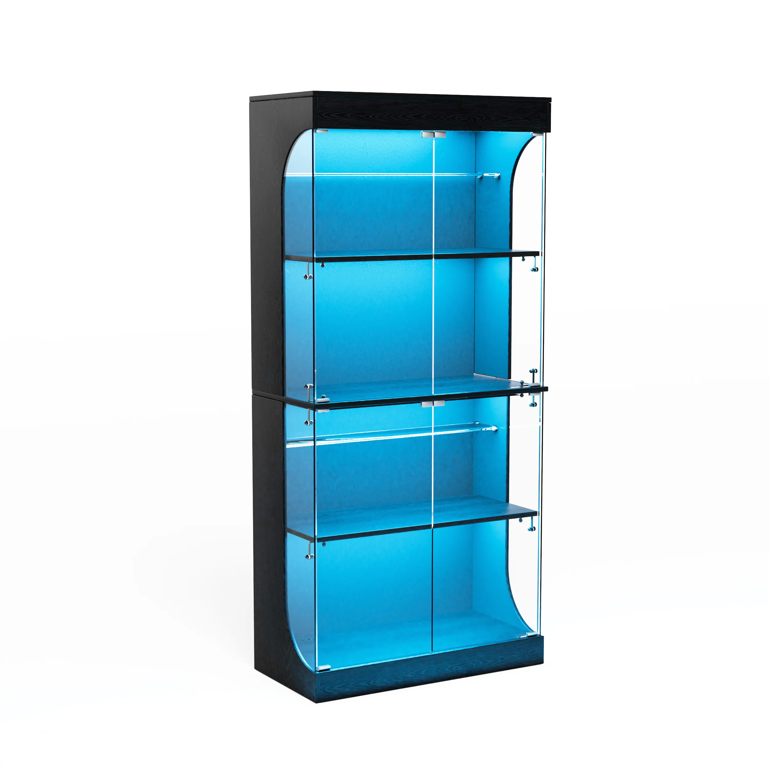 Fotografia 7: Armário Expositor de Vidro com 4 Andares, Iluminação LED, Sensor e Carregamento, Vitrine com Portas de Vidro, 80 × 35 × 165 cm