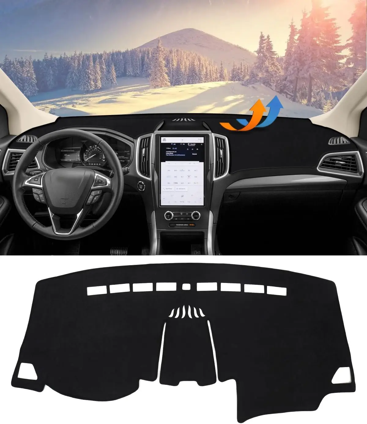 

Dash Cover for Ford Edge 2015-2024 Accessories Black Flannel Dashboard Cover Mat Car Dashboard UV Sun