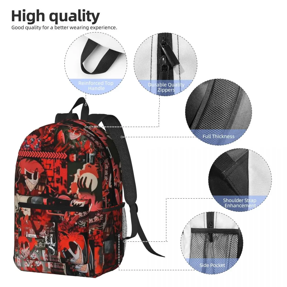 Hazbin Hotel Radio Demon Backpack Student BookBag Kids School Bag Laptop Shoulder Bags for Men Women