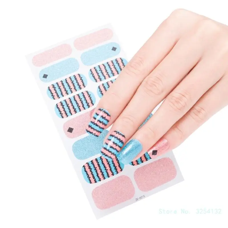 16 dải Sơn móng tay Dải móng tay Dải dán móng tay Long lanh Nail Wraps Sticke