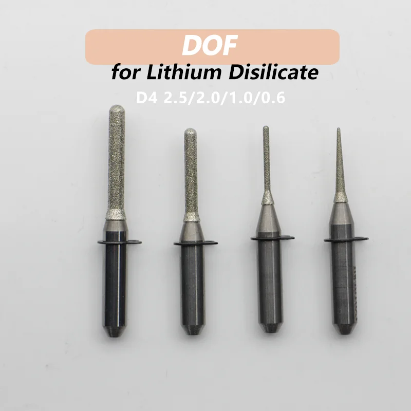 

DOF Dental Milling Burs for LIthium Disilicate D4 2.5/2.0/1.0/0.6 Dental Lab Milling Machine Drill Diamond Grinding Tools