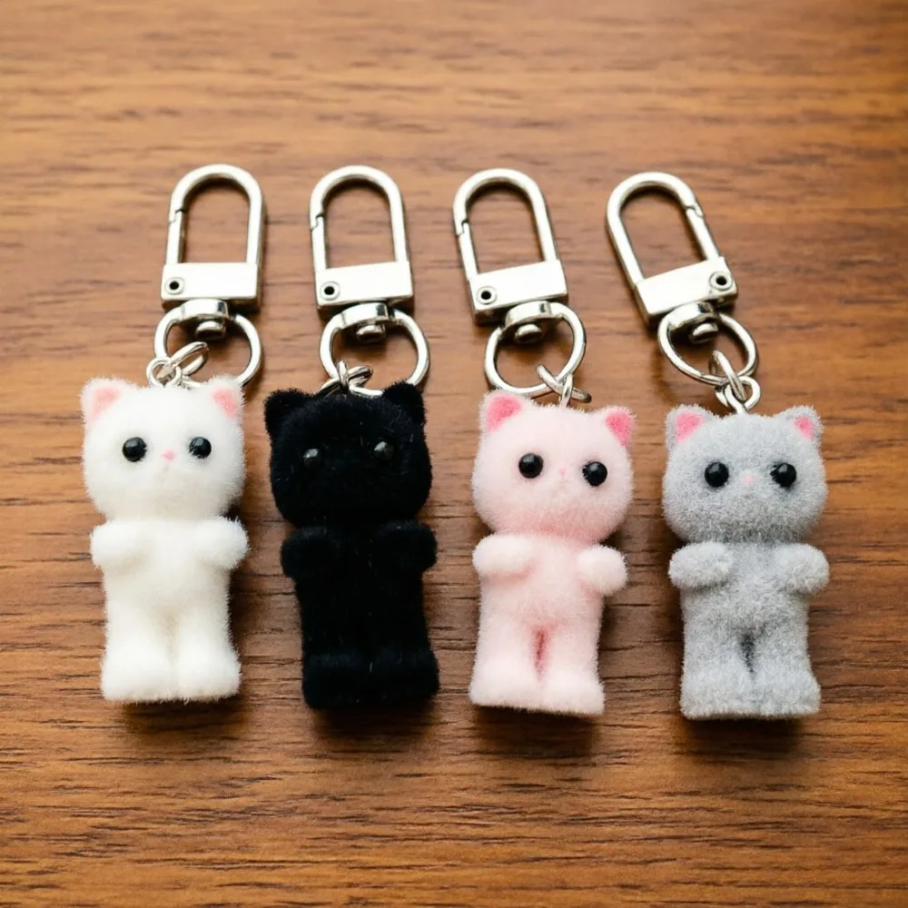 

Cartoon Flocking Black Cat Key Ring Soft Plush Animal Pendant Keyring Gift Girlfriends Cute Custom Keychain Funny Bag Hanging
