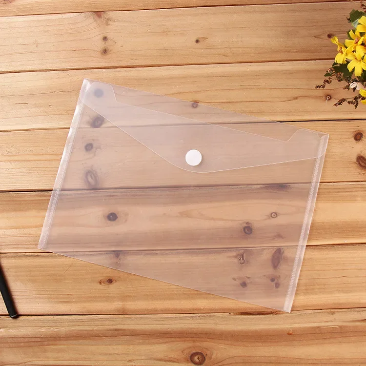 10/1PCS Poly Envelope Clear Plastic Waterproof Envelope Folder with Button Closure Products Button Folder Bag School Supplies