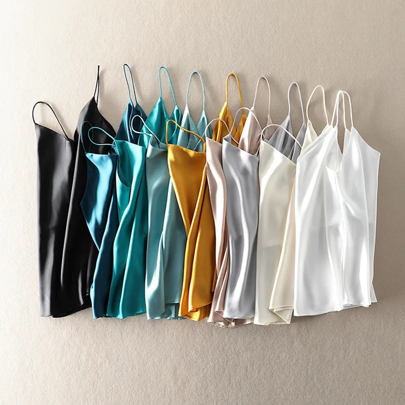 Summer Crop Top Women Camis Silk Satin Tank Top Women Camisole Sleeveless Vest Roupas Femin Cropped 2024 Croo top Binder Trans