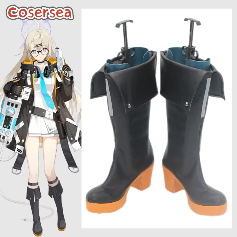 

Cosersea Otose Kotama Cosplay Shoes Game Blue Archive Otose Kotama Role Play Party Cos Black PU Leather High Heel Cosplay Boot