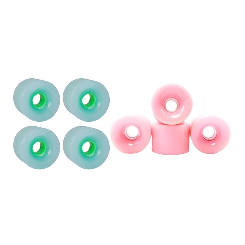 

8 Pieces 78A Replacement Skateboard Wheels Longboard Roller Parts 70X51mm,Green & Pink