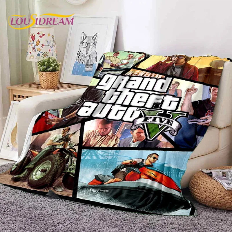 GTA Game Grand Theft Auto Gamer Soft Blankets,Keep Warm Throw Blanket Comfortable Blanket for Picnic Beds Sofa Home Bedroom Gift