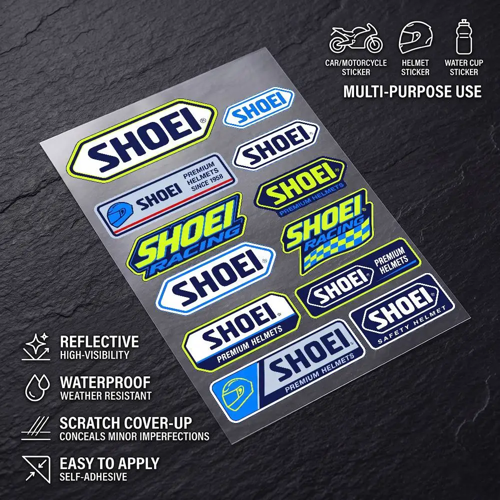 SHOEI High Visibility Reflective Waterproof Decal Scratch Hide Sticker Fit Car Motorcycle Helmet Refrigerator
