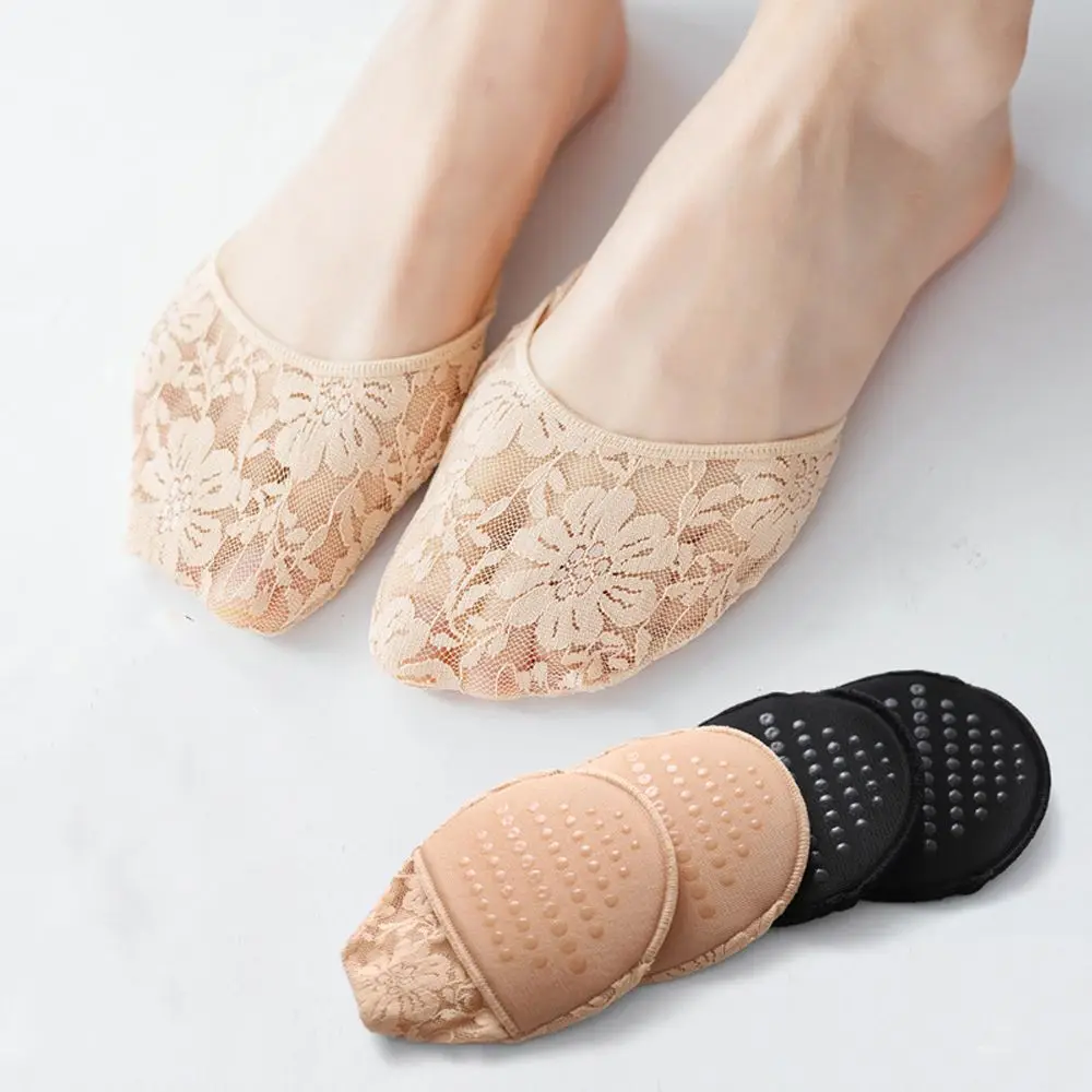 

Summer Non-Slip Solid Color Mesh Invisible Short Half Palm Socks Forefoot Socks Lace Women Sock Slippers