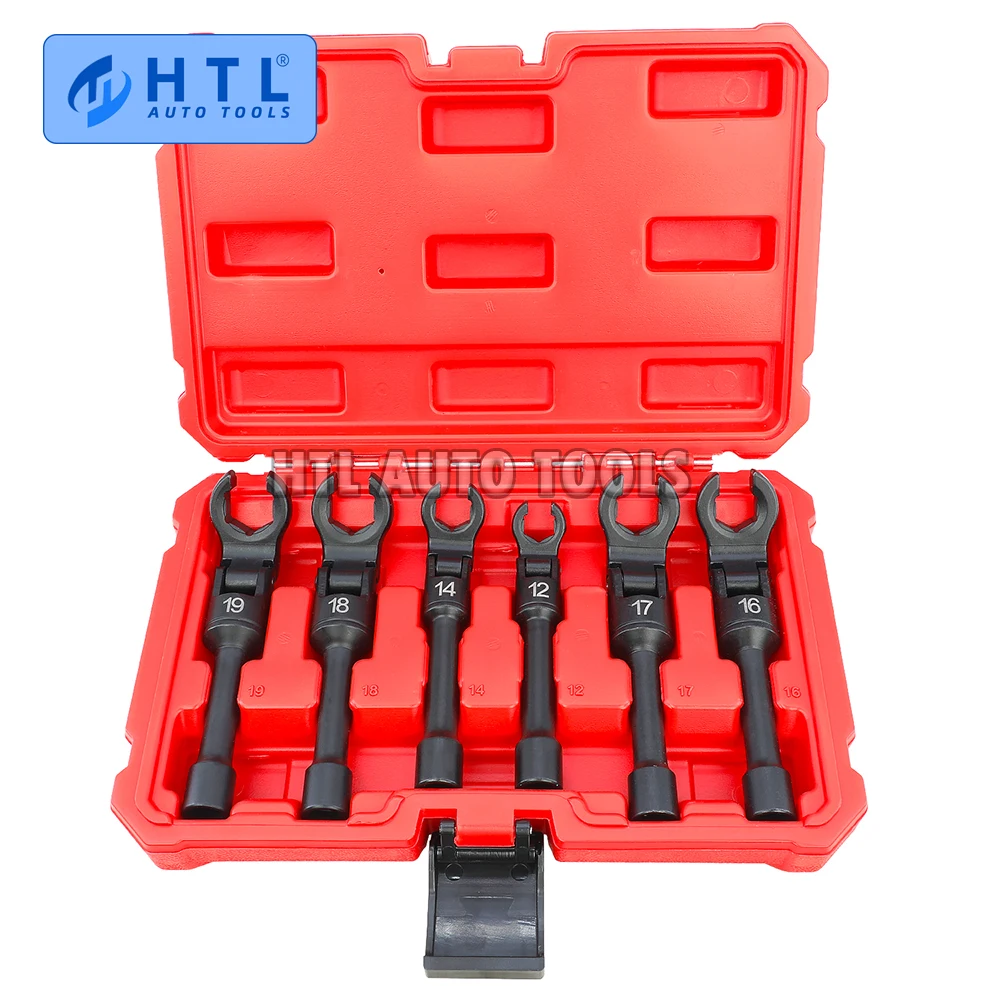 6 Pcs 12mm-19 mm Long Flex Head Crows Foot Line Wrench Set 3/8\