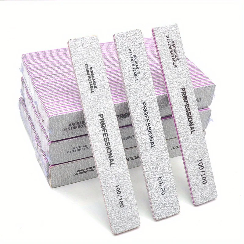 5Pcs/Lot Thickened Rectangular Purple Core Adhesive Nail Files 80/100/180 Double-Sided Nail Polishing Professional Care Tools