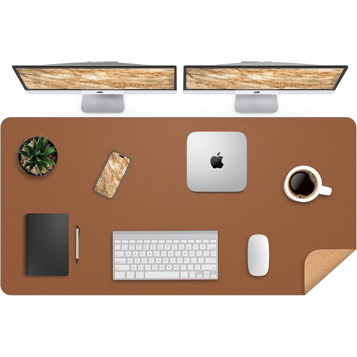 

Leather Desk pad Protector, Large Desk mat with Natural Cork & PU Leather,Mouse pad,Non-Slip Office Desk Mat,Waterproof