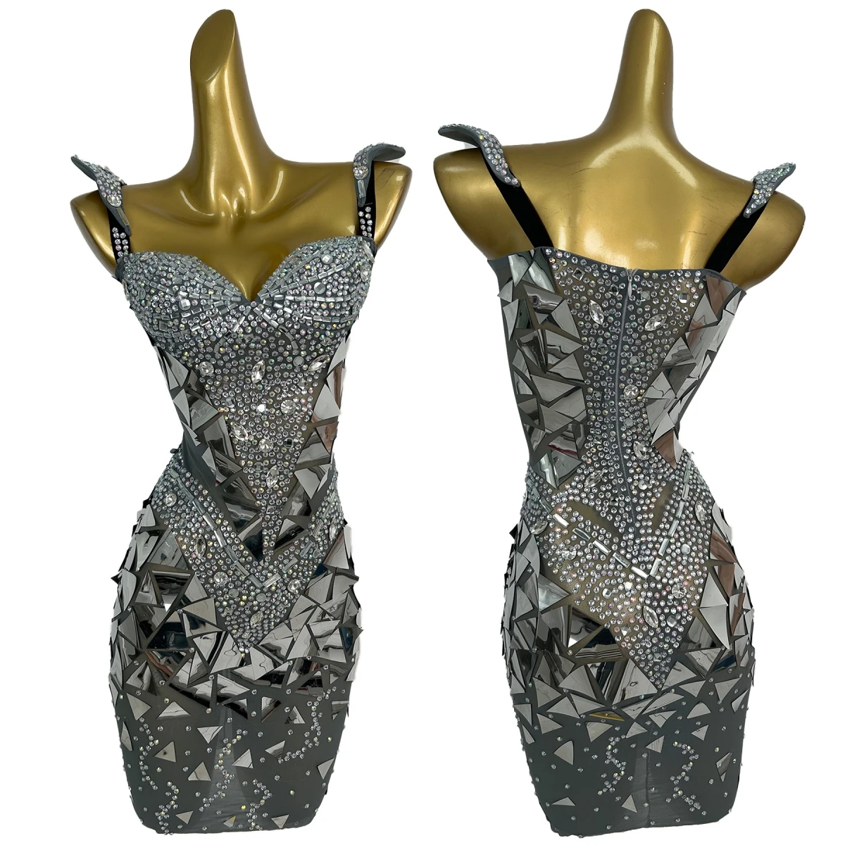 

Sparkly Mirrors Sequins Crystal Sexy Short Dress Luxury High-end Evening Dress Club Party Bar Spicy Girl Mini Dress Huijingpian