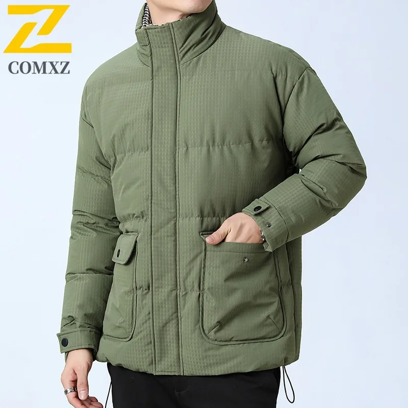 

COMXZNew Trendy Parka Winter Men Stand Collar Snow Casual Thickened Padded Jacket Hiking Lightweight Autumn Winter Jackets