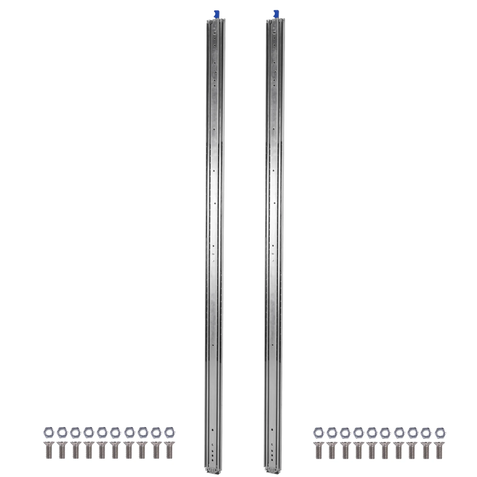 

1 Pair 68inch Side Mount Full Extension Ball Bearing Rails with Lock Full Extension Industrial Locking Rail 500Lbs Load Capacity