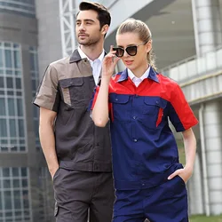 Summer Work Clothes Men Worker Coverall Breathable Uniform Houseworker Factory Workshop Repairmen Suit Cotton Mechanics Workwear