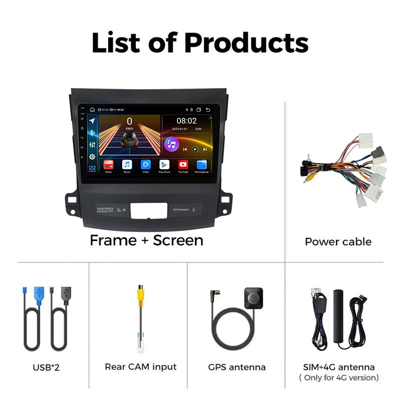 أندرويد 16 Carplay لميتسوبيشي أوتلاندر 2005-2013 لسيتروين C-Crosser 1 2007-2013 لبيجو 4007 2007-2012 راديو السيارة لتحديد المواقع