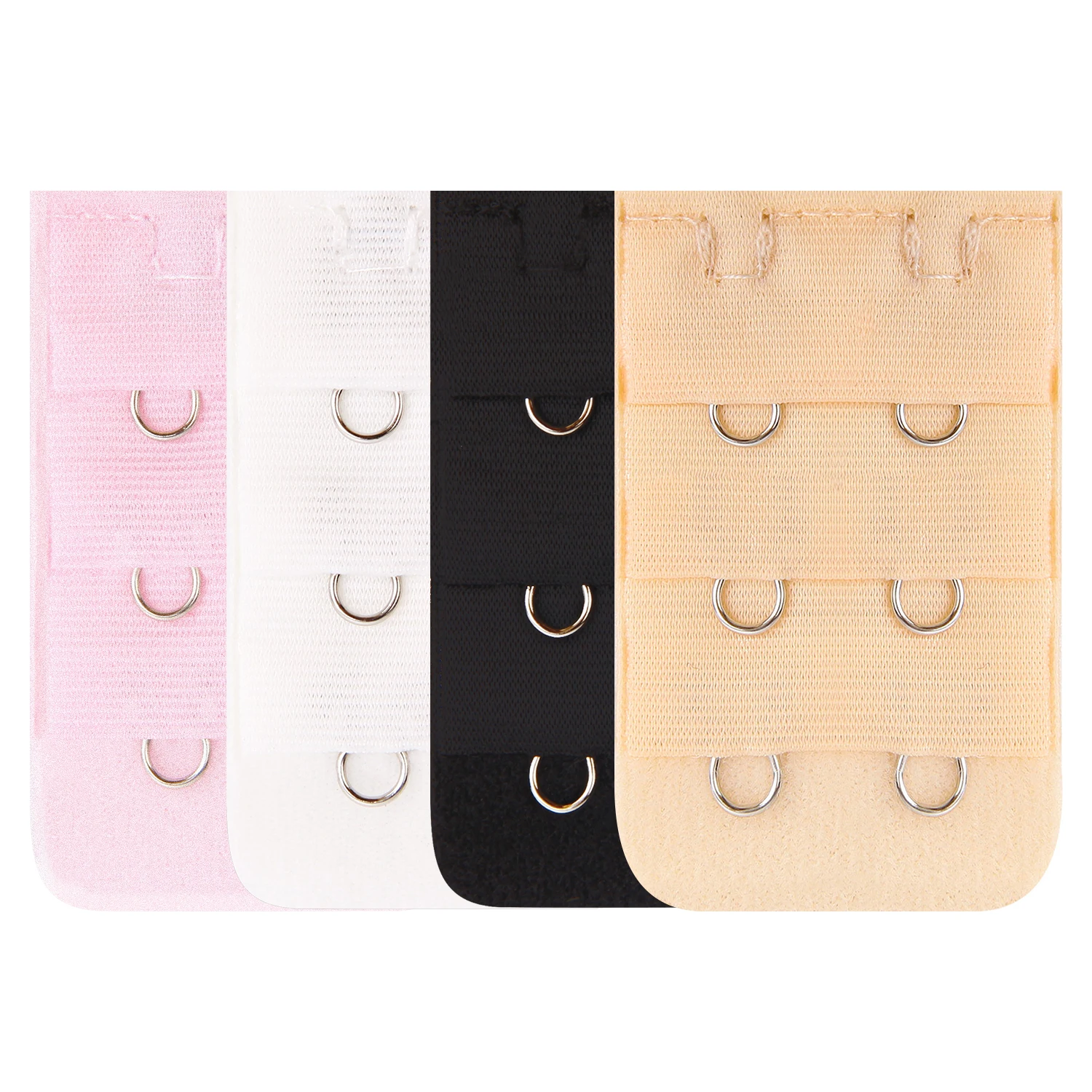 Estensori Elastici Per Reggiseno – Set Da 3 (Pelle, Bianco, Nero) – 3 File X 3 Ganci – Taglia Unica