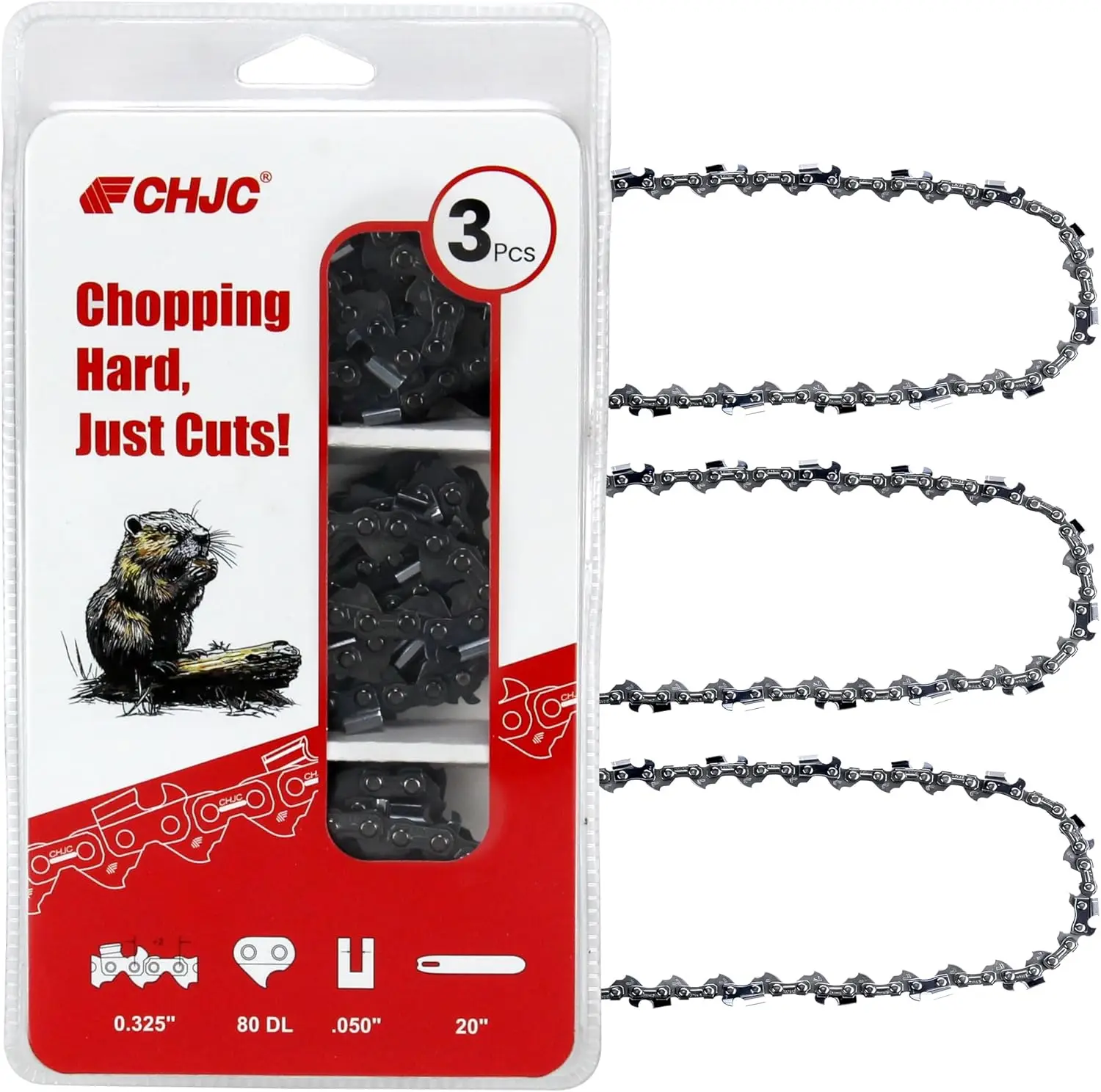 

Комплект из 3 цепей для бензопилы, 20 дюймов, шаг .325", толщина .050", 80 ведущих звеньев, для моделей Husqvarna 450 и 545