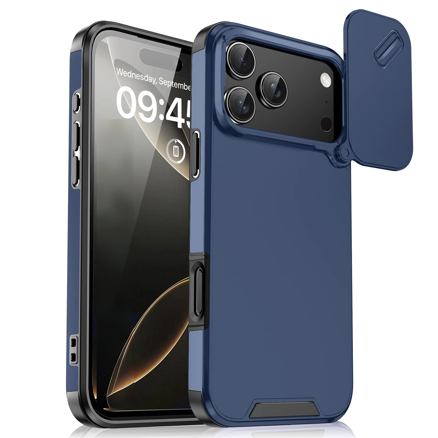 

Силиконовый чехол для iPhone 17 Pro Max с полной защитой объектива (выдвижная шторка), мягкий противоударный чехол-накладка для iPhone Air