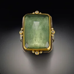 ORZTOON Fashion Niche Simple Square Shape Green Color Zircon Rings For Women Party Accessories Gifts Custom Jewelry ﻿2024 New