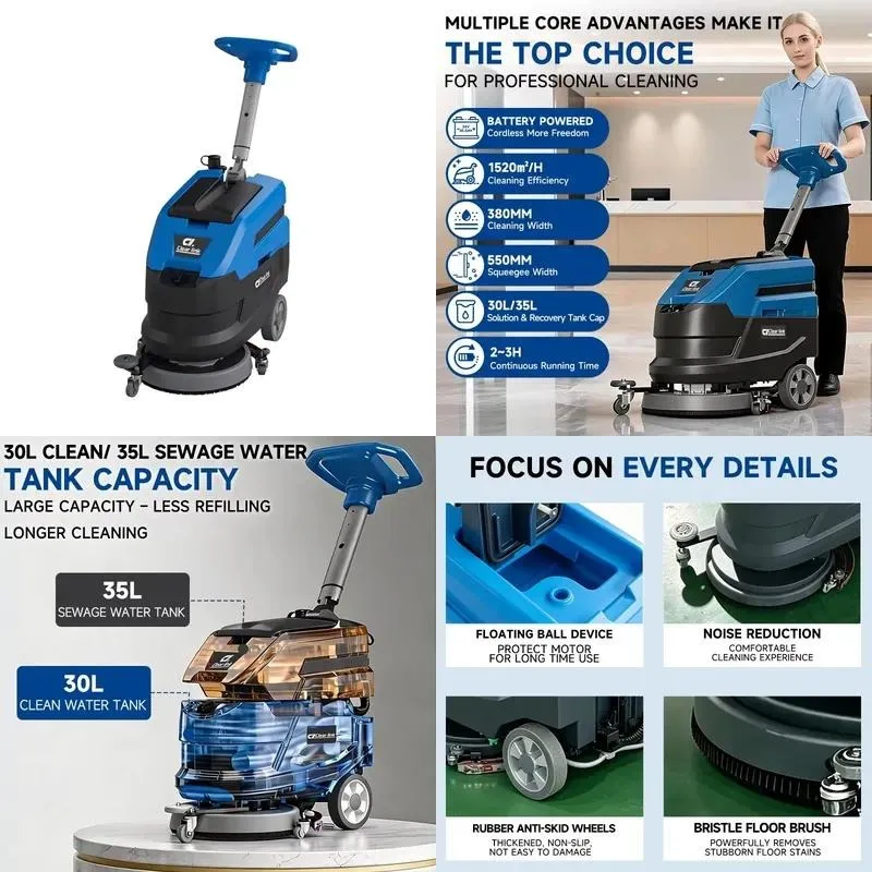 New Hand Push Foldable Handle Single Brush Electric Washing Machine Commercial Floor Cleaner