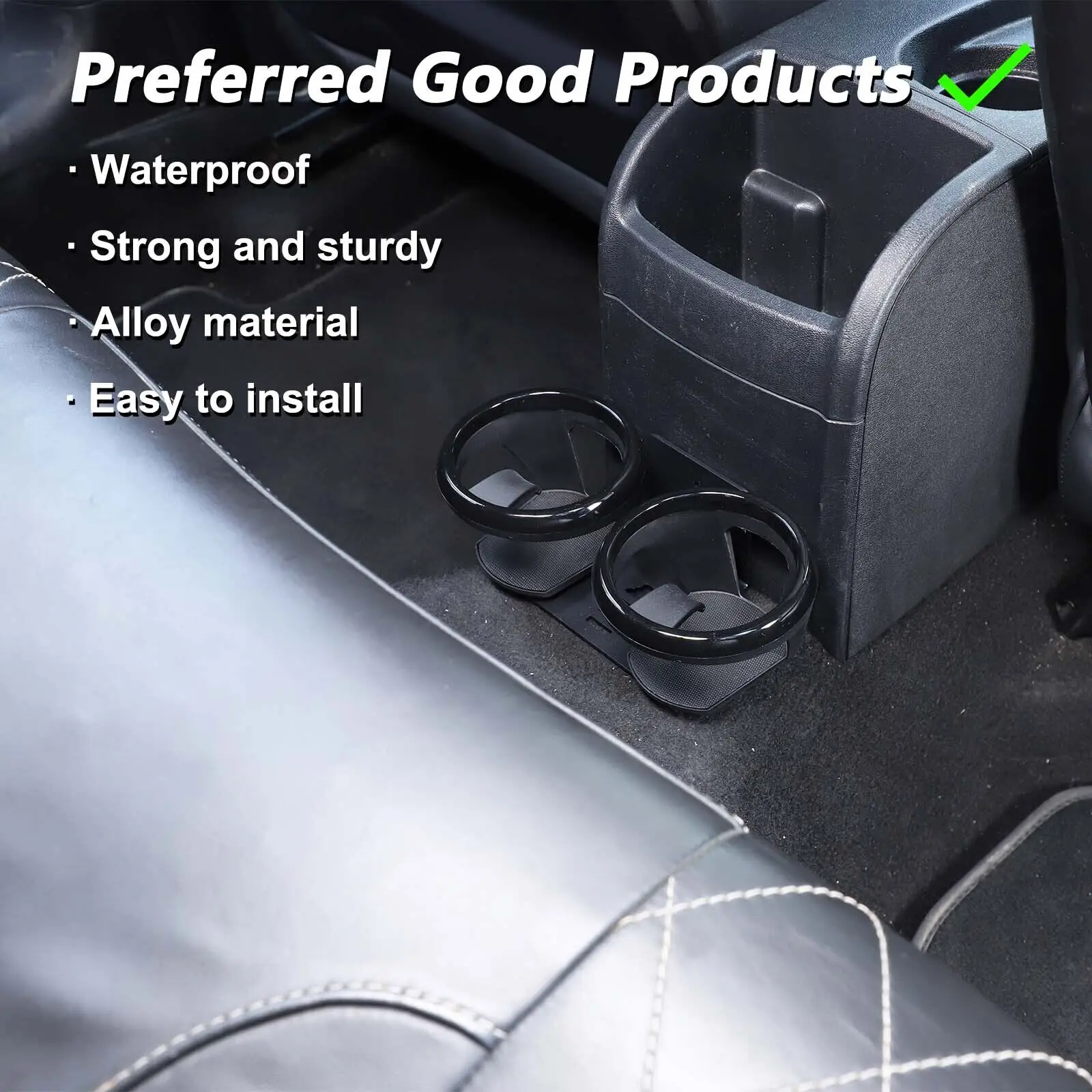 

Carbon Steel Car Armrest Box Rear Extended Water Cup Holder For Seat Leon 2008-2015 Black Beverage Cup Holder Mount Accessories