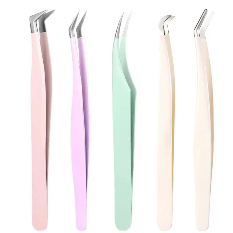 

60Pcs/Lot False Eyelash Tweezers Grafting Curler Golden Feather Clip High Precision Flower Clipper HA2295