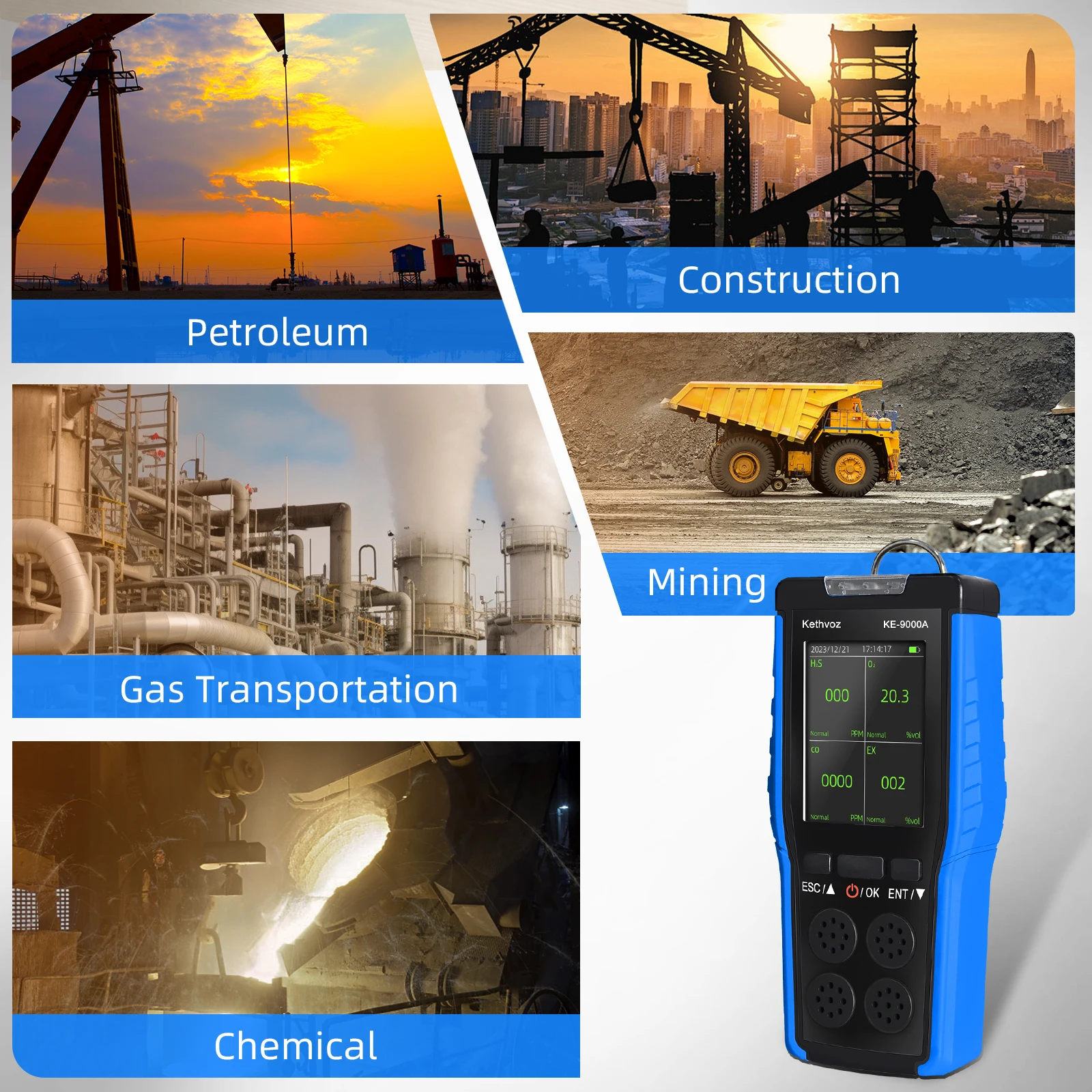 HoldPeak Gas Detector O2/H2S/CO/EX 4-in-1 2.8