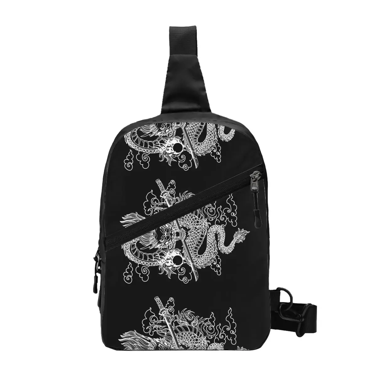 Personalized Dragon Sling Bag for Men Japanese Oriental Mythical Shoulder Crossbody Chest Backpack Traveling Daypack