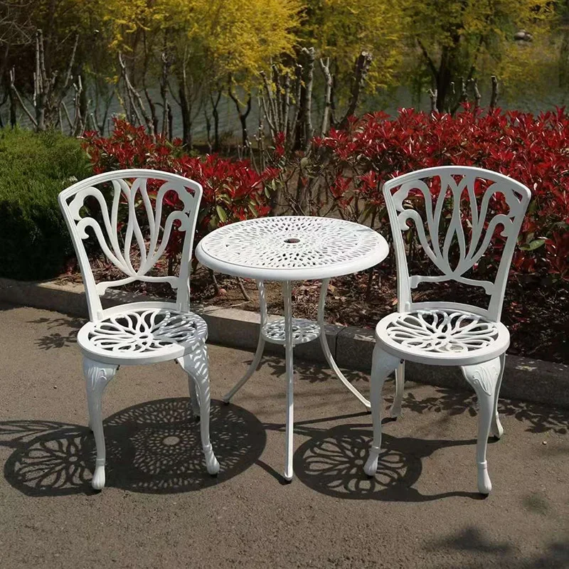 Balcony outdoor cast aluminum tables and chairs garden courtyard porch three-piece set chair coffee table small table